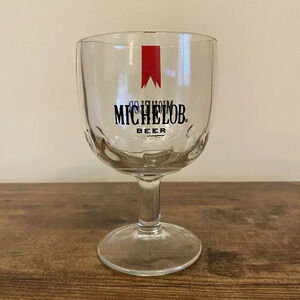 Vintage 1970’s Michelob Beer Glass Thumb Print Dimpled Goblet Stem Mug